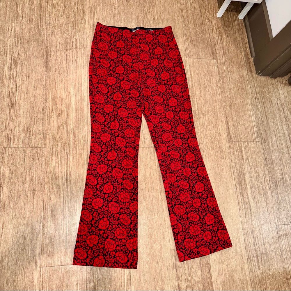 Anthropologie Maeve Red Rose Floral Pants Small